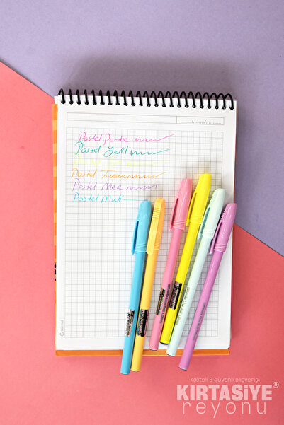 Kids Like مجموعة أقلام حبر جاف ماي نوت 6 ألوان باستيل ناعمة