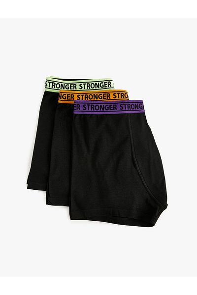 Koton Slogan Printed 3-Piece Boxer Set