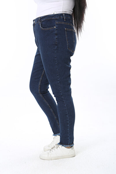 Şans Ženske traperice veće veličine tamnoplave Visok struk uske nogavice Sa l...