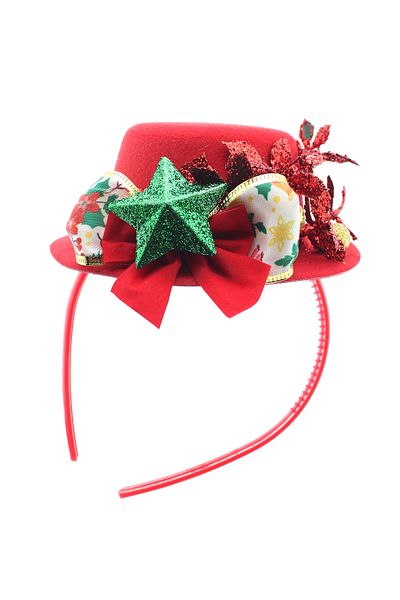Lora Wedding Christmas Themed Cute Red Color Party Hat with Lurex Leaf and Stars