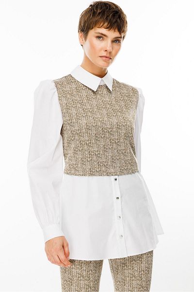 Moda İlgi Khaki Modailgi Crop Blouse and Shirt Set