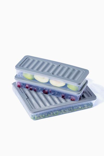 NY HOME Set of 3 - Freshbox Gray Storage Container Suitable for Microwave and Diffraction