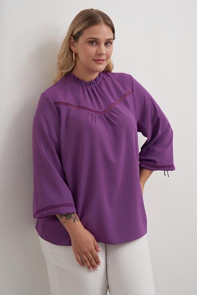 MYLİNE Lace Stripe Detailed Blouse