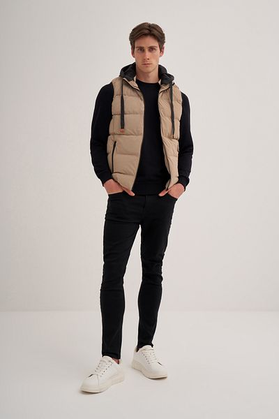 Cazador 24kceeo01005 Bej pentru bărbați - Micro vestă pufă cu glugă Çıkar