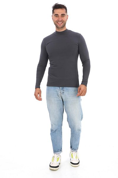 penyebizden Smoked ανδρικό μπλουζάκι Slim Fit Cotton Lycra - Stand Collar