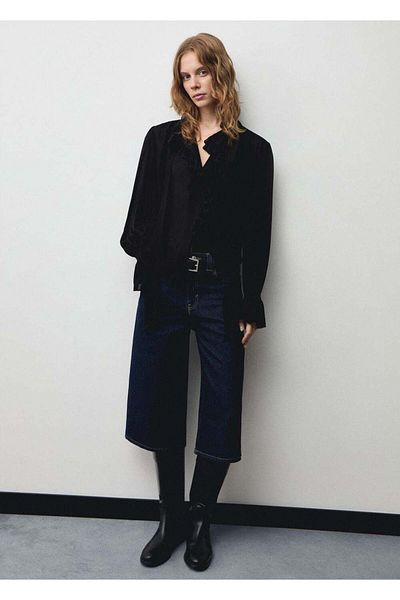 MANGO Woman High Collar Flounce Blouse