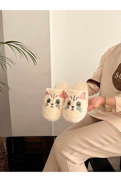 Behtah Kundura Fluffy Silent Gun Cat Figure Παντόφλες Γυναικείες παντόφλες εσωτερικού χώρου Γούνινες παντόφλες Πακέτο προίκας