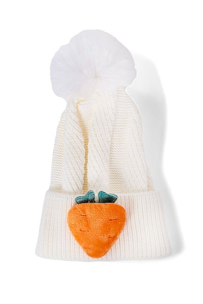 Eke Tekstil Girl's Pompom Folded Toy Fruit Embroidered Beret