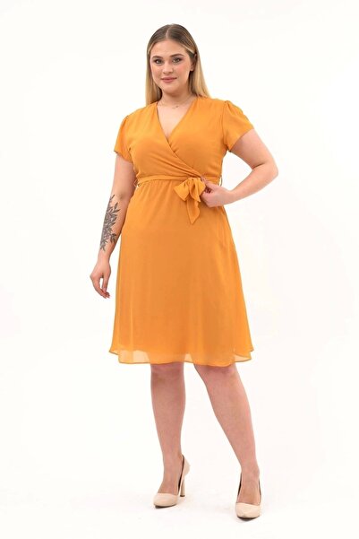 morise Apsen Women's Mustard Double-Breasted Collar Sleeve Detail Midi Length...