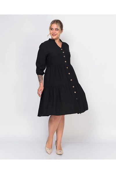 apsen Women's Plus Size V-Neck Buttoned Midi Dress 4483/105