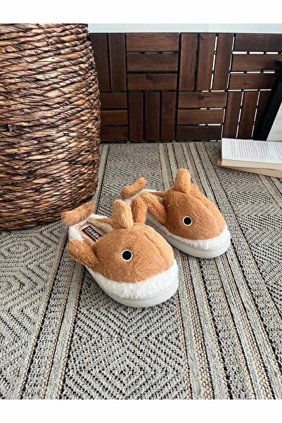 Behtah Kundura Γυναικείες γούνινες παντόφλες εσωτερικού χώρου με ζεστή επένδυση Shark Figured House - Silent Sole