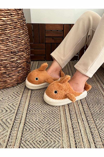 Behtah Kundura Women's Fur Lined Warm Lined Shark Figure House Slippers - Silent Sole