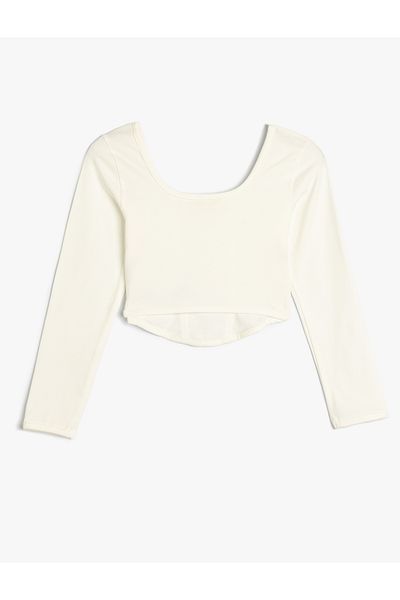 Koton Cotton Long Sleeve - Stitching Detailed Crew Neck T-Shirt