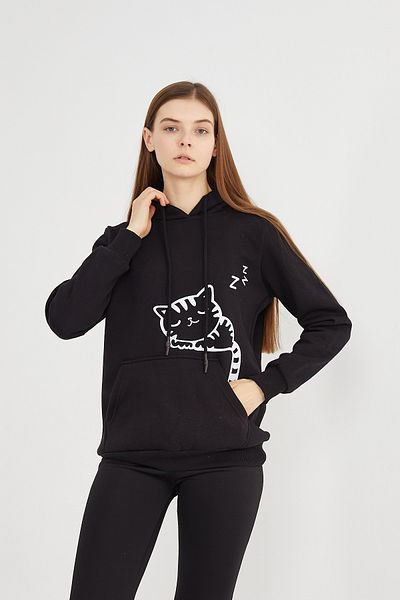 EFFRENATU Φούτερ Unisex με στάμπα Oversize με κουκούλα