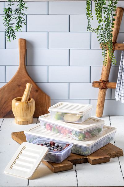 NY HOME Freshbox Set of 4 - Cream Storage Container Suitable for Microwave and Diffraction
