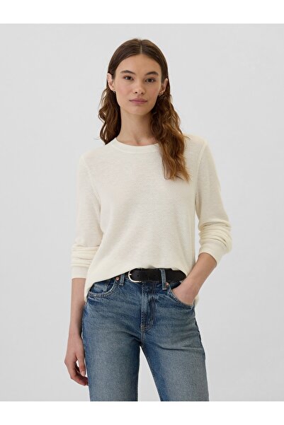 GAP Kadın Kırık Beyaz Textured Kazak