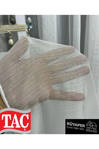 Taç New Fashion Dreamer Tulle Curtain - 1X2.5 Medium Close Pleat, Steel Pattern, Grimace Skirt, Lead Wrapped, Non-Wrinkling