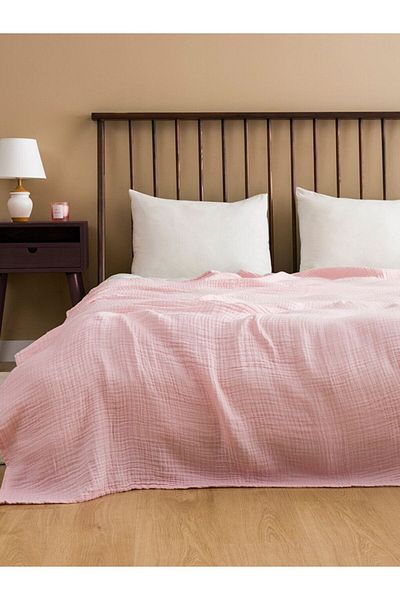 GİNETEKS DoubLe MusLin Powder Bedspread and 2 PiLLowcases - Luxury Bedspread (220x240)