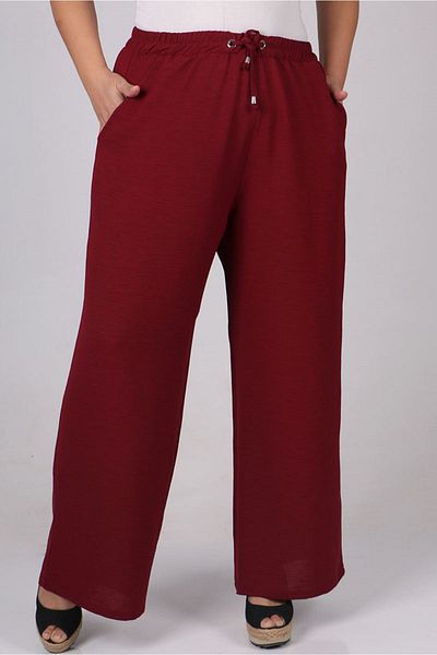 Eslina 9170 Claret Red Large Size Wide Leg Mosquino Trousers