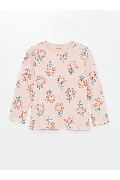 LC Waikiki Lcw Baby Printed Crew Neck Long Sleeve Floral Baby Girl Pajamas Set