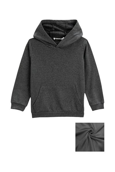 patriko tekstil Hanorac pentru copii unisex de culoare antracit - 3 fire raster, glugă, buzunar cangur
