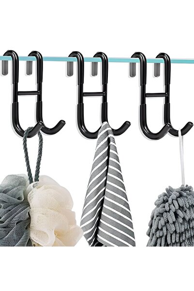 ETÜCCAR Çok Amaçlı Duşakabin Ve Havlupan Askısı Paslanmaz Çelik Siyah