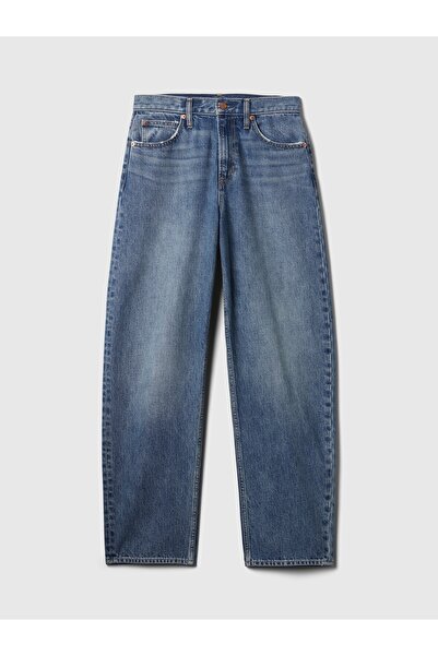GAP Kadın Mavi High Rise Barrel Jean Pantolon
