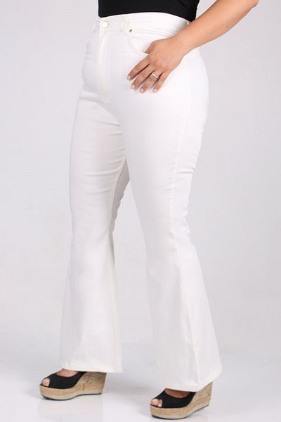 Eslina Λευκό 9110 Model Large Size Flare Leg Jeans