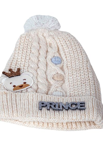 Eke Tekstil Boy's Folded Prince Embroidered Beret with Pompom