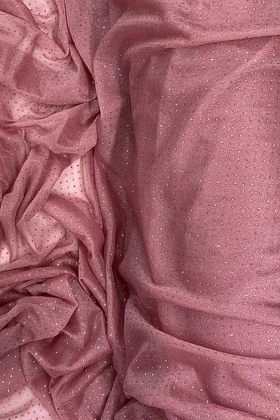 Mu Art Raindrop Glitter Evening Dress with Shawl Tulle Fabric Dried Rose 32-H