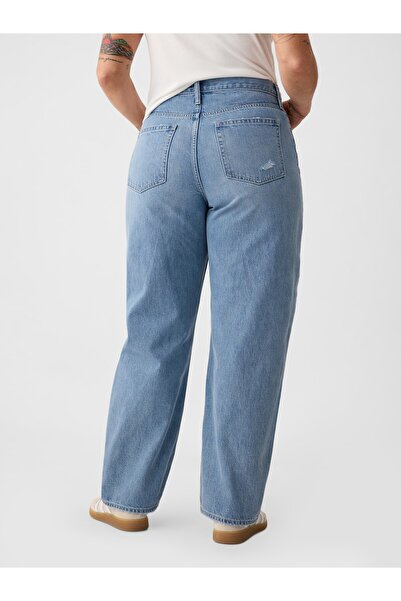 GAP Kadın Mavi High Rise Barrel Jean Pantolon
