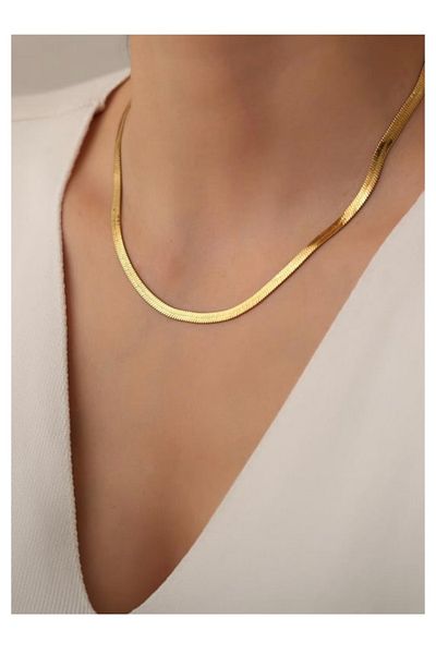 Ems Takı Aksesuar Steel Italian Stainless Color Non-Throwing Gold Color Necklace