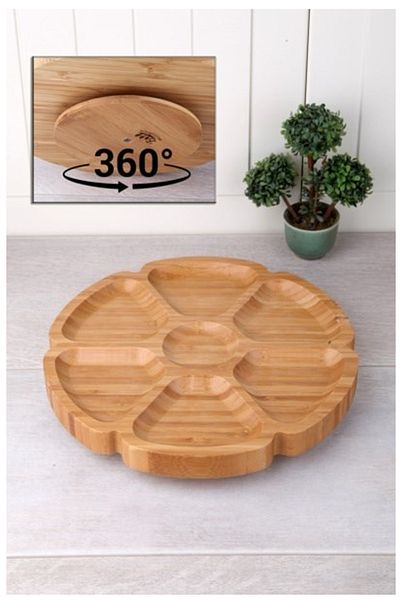 Mu Art 7 Compartments 25 cm Rotating Bamboo Presentation Royaleks-Bls Ds7-2525