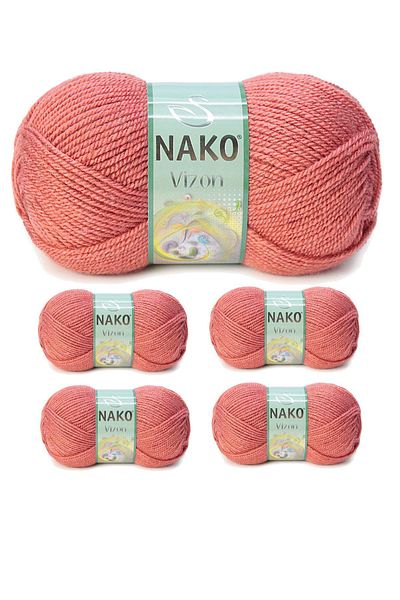 NAKO 5 Pieces Mink Premium Acrylic - Dried Rose Thread Wool Color No:2574