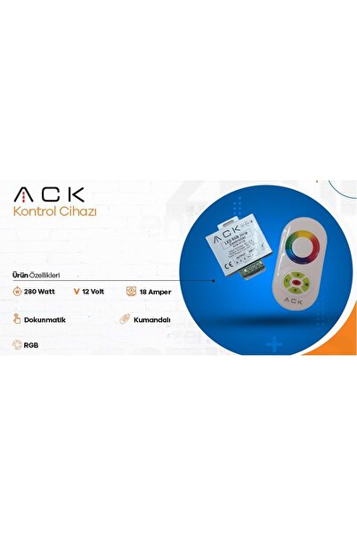 ACK Kontrol Cihazı Rgb Dokunmatik Kumandalı 12V 18A 280W Ay30-01120