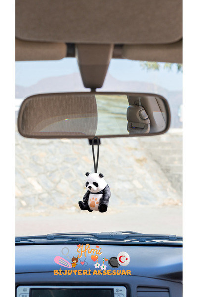 himi bijuteri aksesuar Sevimli Panda Dikiz Aynası Süsü Ayna Süsü Araç İçi Ara...