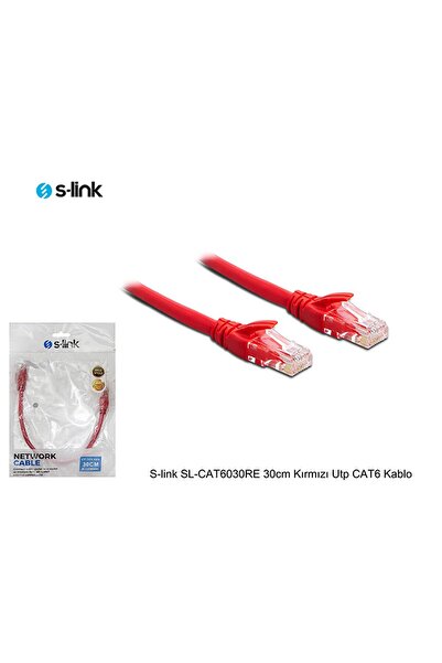 Universal كابل S-link SL-CAT6030RE مقاس 30 سم باللون الأحمر Utp CAT6