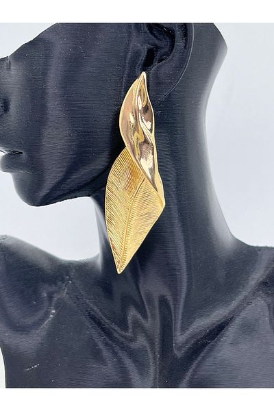 Yıldız Accessory Big Leaf Curved Steel Earrings