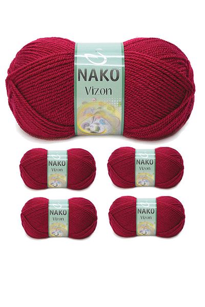 NAKO 5 τεμάχια Mink Premium Ακρυλικό Πλεκτό Μαλλί Χέρι Χρώμα Νο: 3630 Cherry Rot