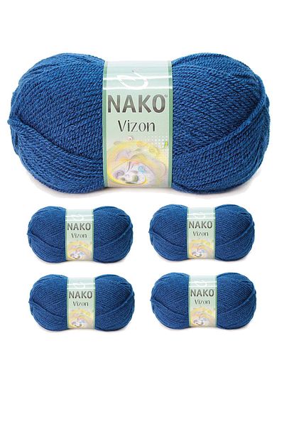 NAKO 5 τεμάχια Mink Premium Ακρυλικό Πλεκτό Μαλλί Χέρι Χρώμα Νο: 517 Μεσαίο Μπλε