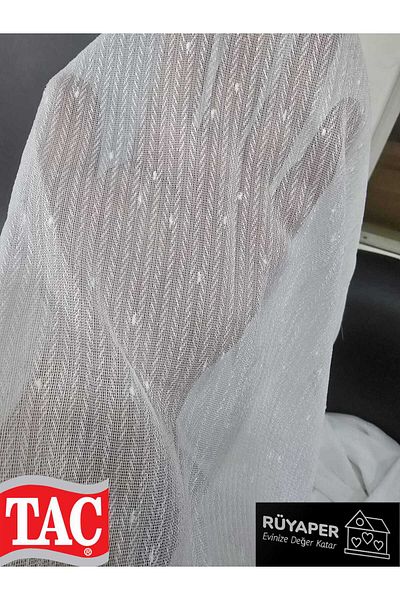 Taç Rüyaper New Season Non-Wrinkle Close Pleat Dot Detailed Fish Back Tulle Curtain Suitable for All Rooms