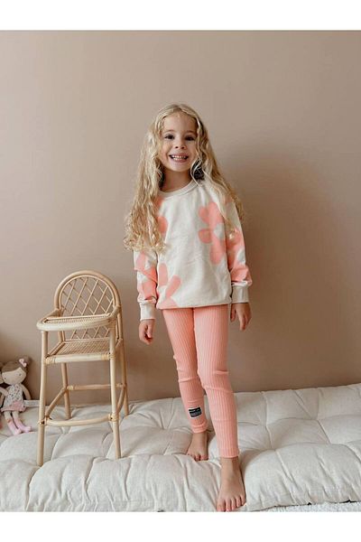 hira kids collection Flower Printed Girl's Tights Bottom Top Set
