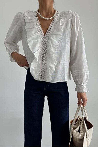 mylove Linen Shirt - Flywheel Detail, Cream Color