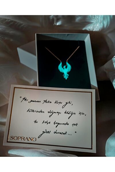 Soprano Silver Gece Parlayan Anka Kuşu Kolye 925 Ayar Gümüş