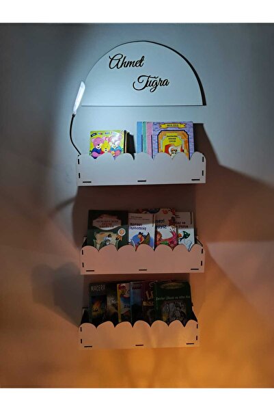 NED MDF LAZER DEKARASYON 3'lü Montessori çoçuk odası raf Pleski yazılı İSİME ...