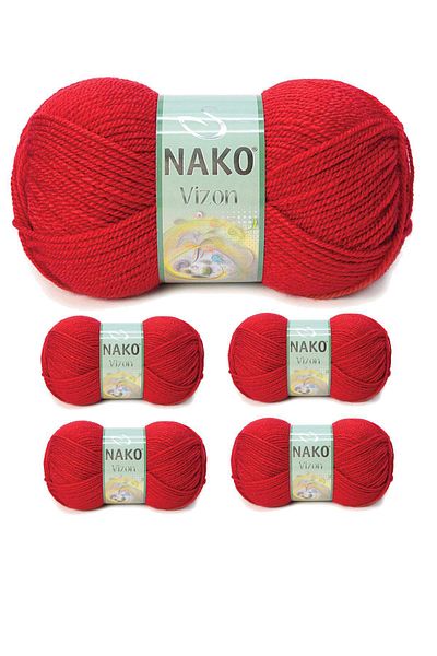 NAKO 5 Pieces Mink Premium Acrylic Hand Knitting Yarn Wool Color No:251 Flag Red