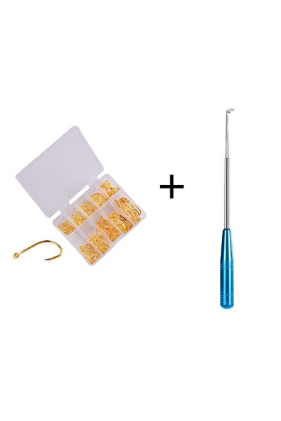 ardeppo 100 Adet Altın Renk Balık Kancası + Balık Kanca Çıkarıcı Set