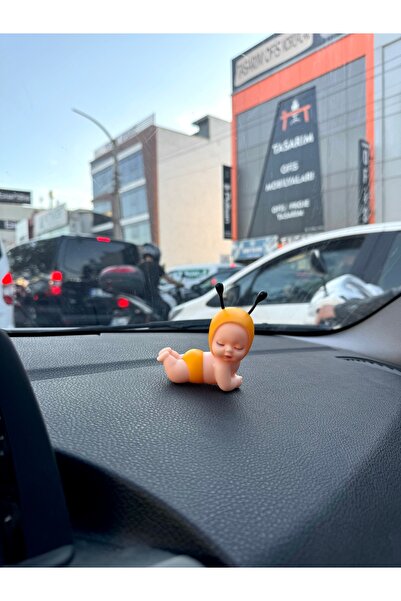 OTOMOGARAJ Otomobil torpido aksesuarı bebek sarı uğurböceği bebek torpido süs...