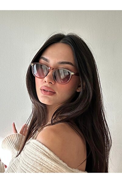 funeyes Erba Şeffaf Kahverengi Uv400 Koruma Metal Sağlam Menteşeli Kadın Erke...