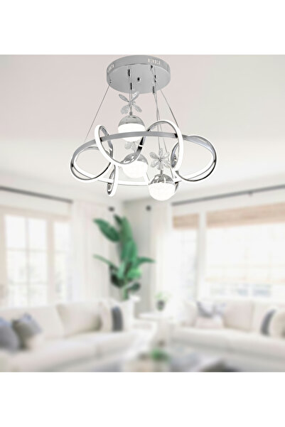 TT AYDINLATMA TT314-3TPL-KR TT Aydınlatma ( 3 Renk Işık Modüllü ) Büyük Sarmal Modeli Krom Kaplama Led Avize